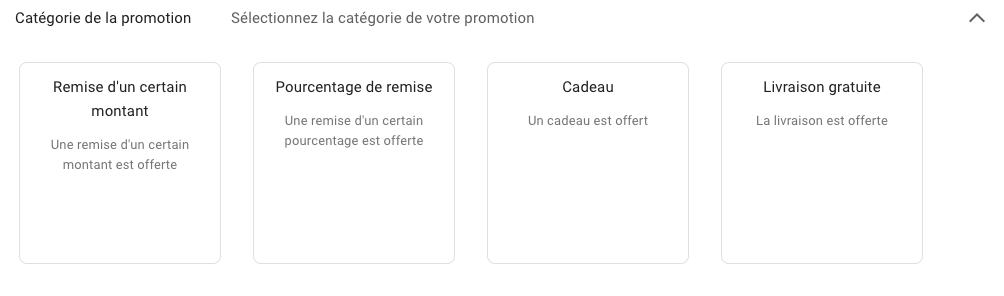 Les 4 options promotionnelles dans Google Merchant Center